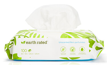 Earth Rated / Lingettes compostables, Fragrance: Non-Parfumé