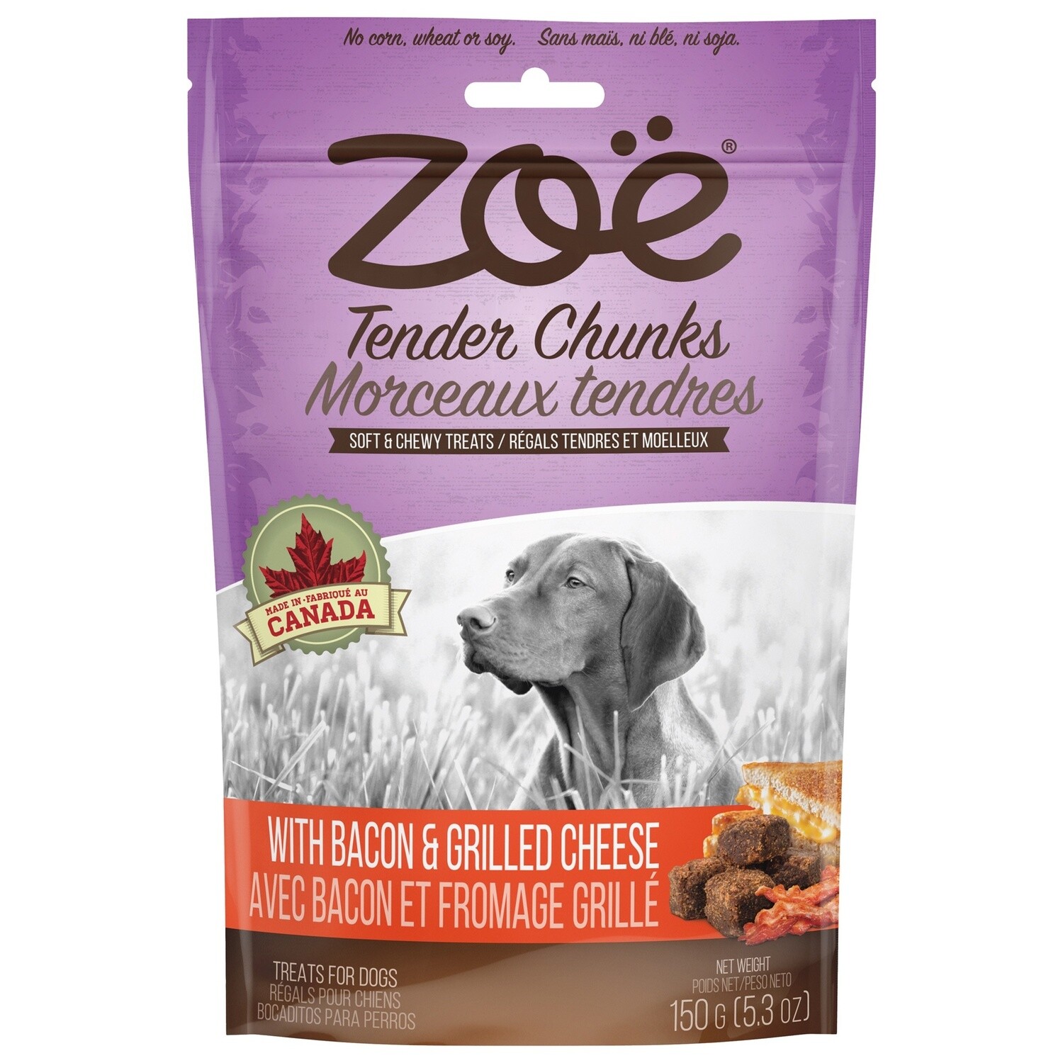 Zoë / Chien / Morceaux tendres / Fromage grillé et bacon