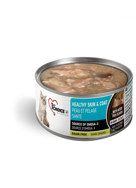 1st Choice Chat adulte effiloché flocons peau &amp; pelage santé poisson
