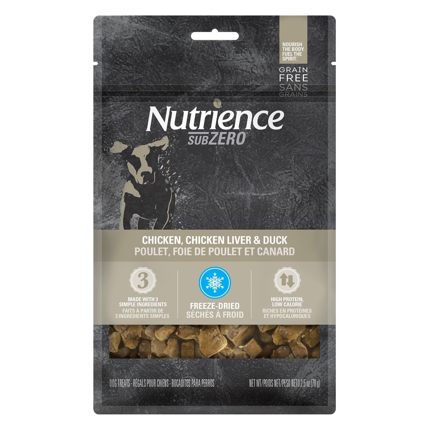 Nutrience / Chien / Subzero / Régals séchés à froid / Vallée du Fraser / Poulet, foie de poulet et foie de canard / 70 g (2,5 oz)