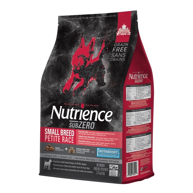 Nutrience Subzero / Chien / petite race / sans grains / Gibier des Prairies