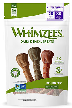 Whimzees Brushzees / Chien / Gâteries dentaires naturelles, Format: XS / 28 unités
