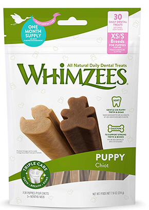 Whimzees Duck &amp; Teddy / Chiot / Gâteries dentaires naturelles, Format: TP / P - 30 unités