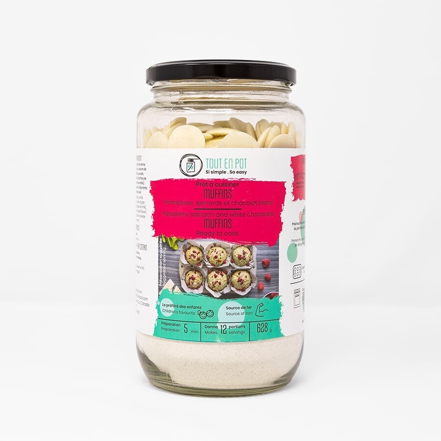 Tout en Pot / Muffins framboises, épinards &amp; chocolat blanc 628 g (22 oz)