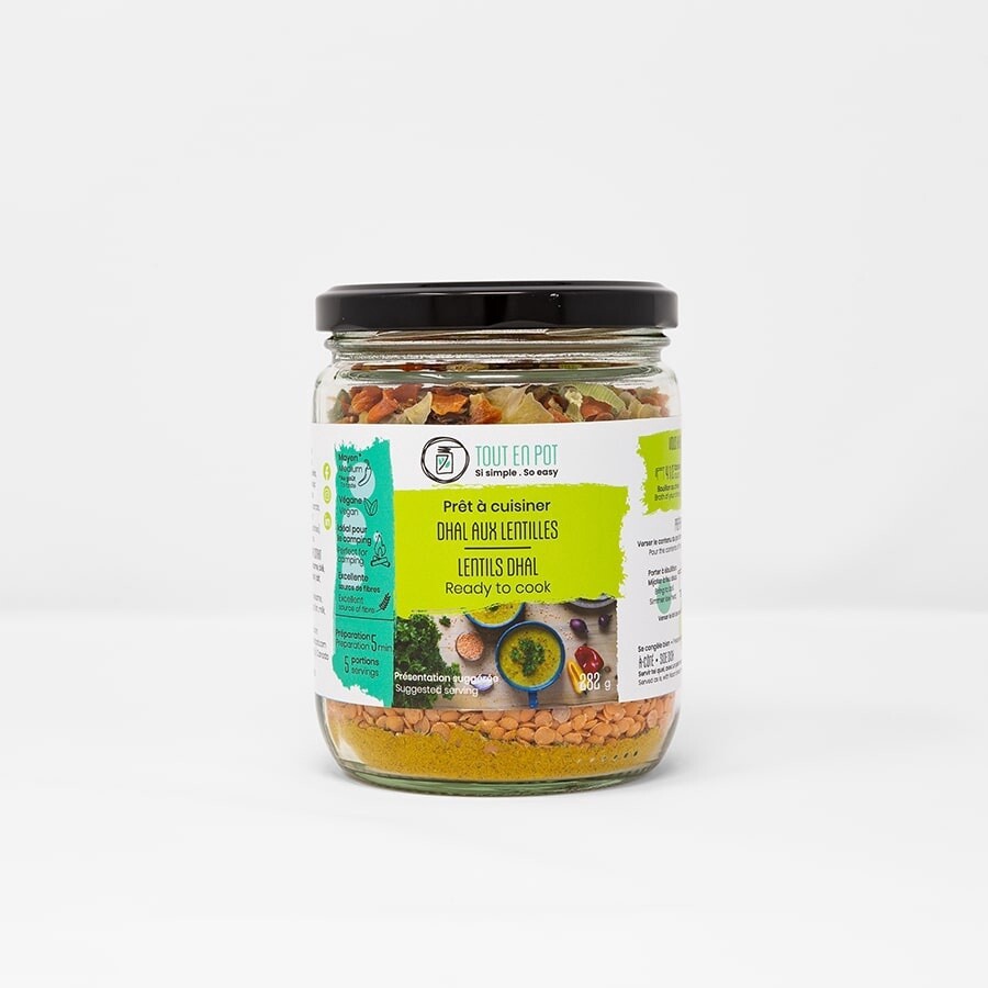 Tout en Pot / Dhal aux lentilles, Format: 5 portions (282 g / 9.9 oz)