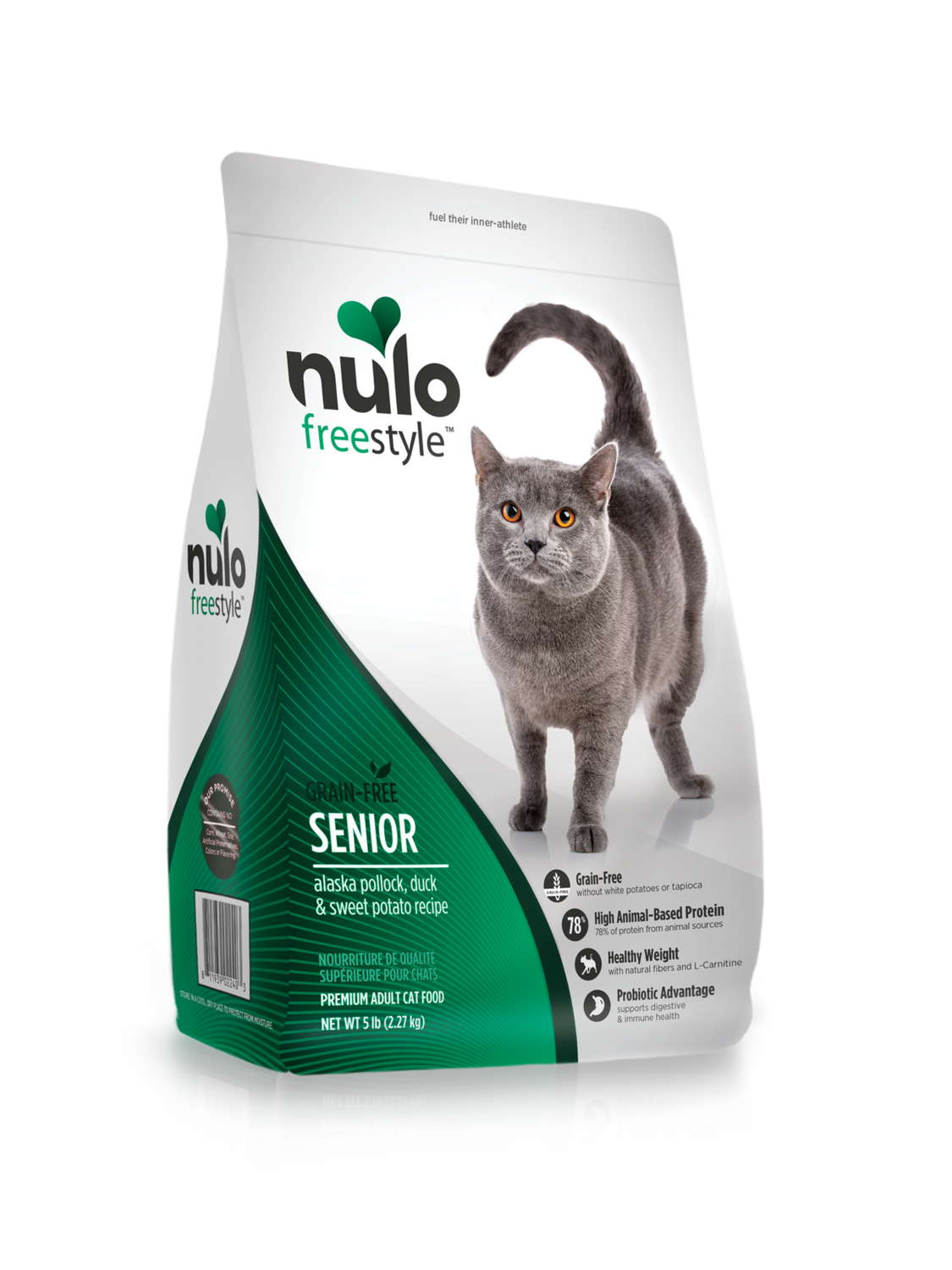 Nulo / Chat / FreeStyle / Senior / Goberge d&#39;Alaska, Canard et patate douce, Format: 5lb