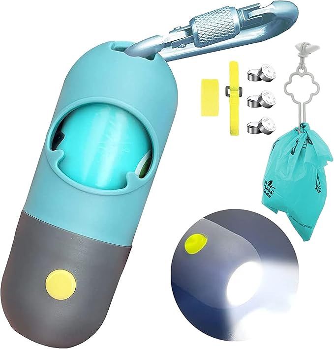 Infinite Node / Distributeur de sacs à déjections avec lampe de poche LED, Couleur: Bleu Cristal