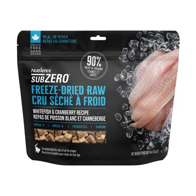 Nutrience / Subzero / Chat / Cru séché à froid / repas de poisson blanc / canneberge