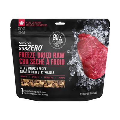 Nutrience / Subzero / Chien / Cru séché à froid / repas de bœuf et citrouille