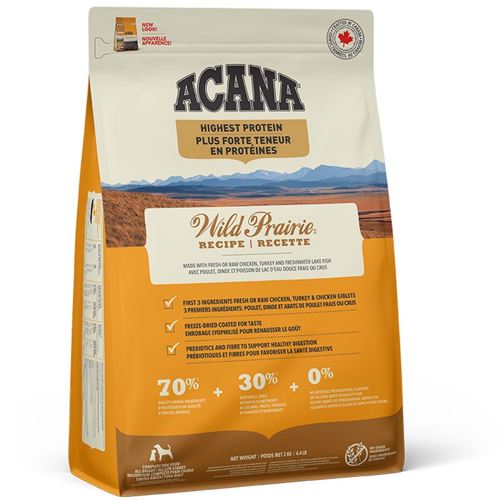 Acana / Chien / Haute teneur protéines, recette prairies sauvages Wild Prairie, Format: 4.4lb / 2kg