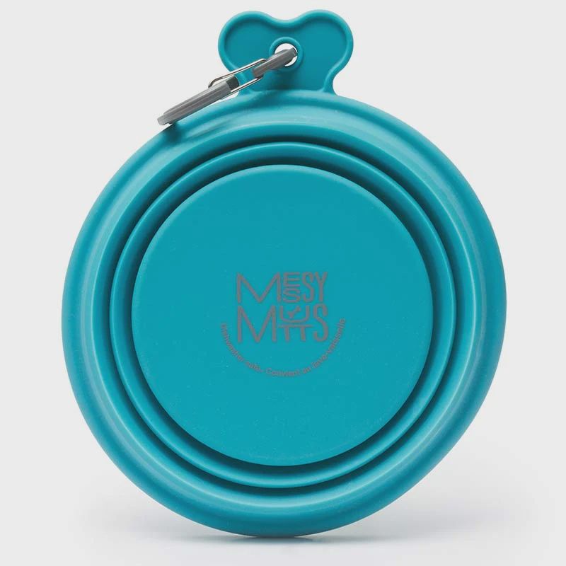 Messy Mutts / Bol En Silicone Rétractable, Format &amp; Couleur: Turquoise (24 oz / 3 tasses et mesure 6&quot; de diamètre)