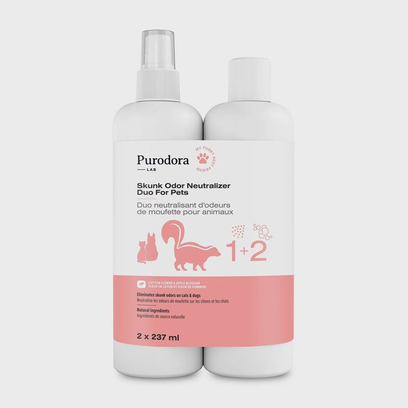 Purodora / Duo neutralisant d&#39;odeurs de moufette pour animaux
