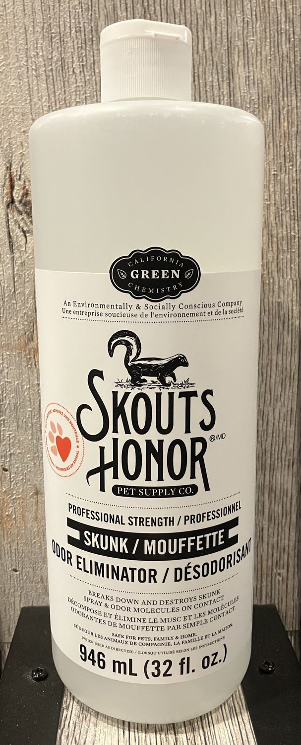 Skout&#39;s Honor / Chien et chat / Éliminateur d&#39;odeurs de moufette / 32oz