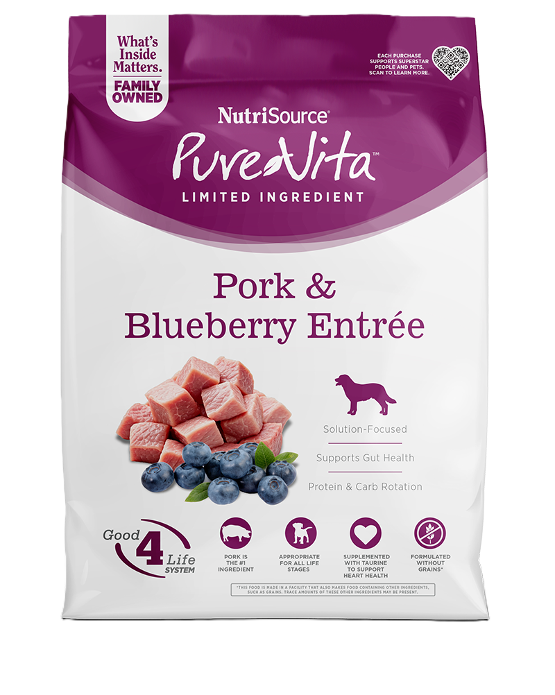 NutriSource / Chien / Sans grain / Pure-Vita _ porc et bleuets, Format: 25 lb (11.34kg)