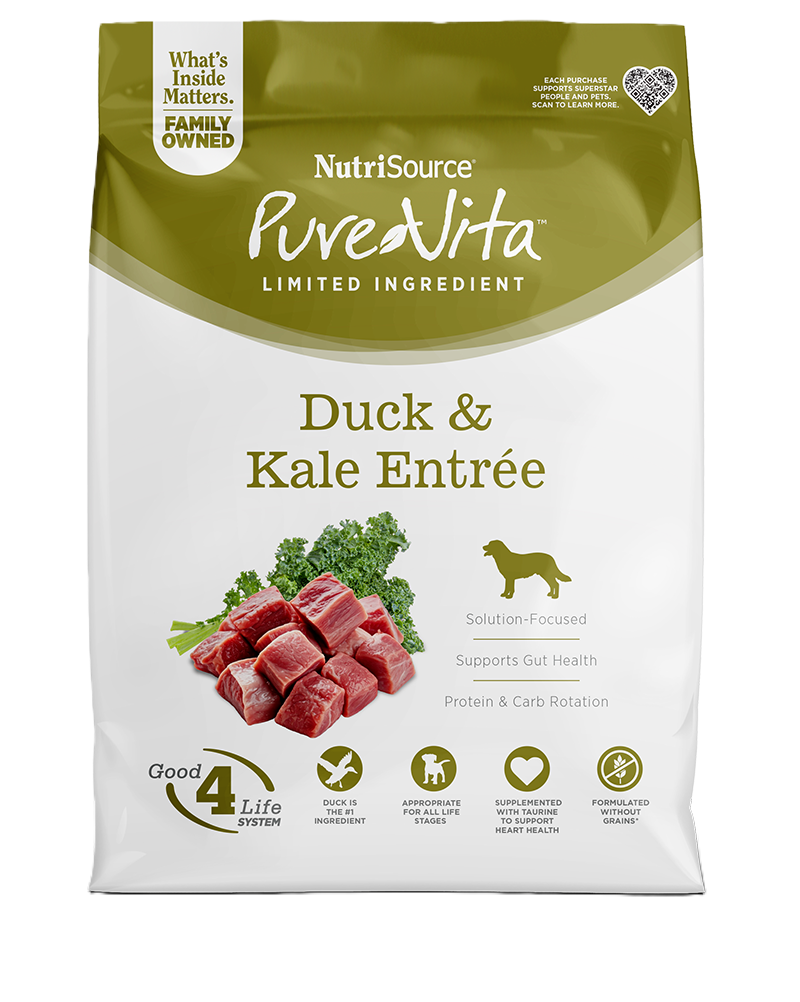 NutriSource / Chien / Sans grain / Pure-Vita _ canard et chou, Format: 25 lb (11.34kg)