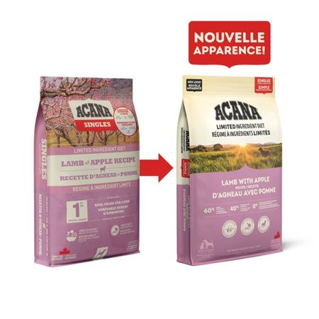 Acana / Chien / ingrédients limités, recette d'agneau aux pommes, Format: 23.8lb / 10.8kg