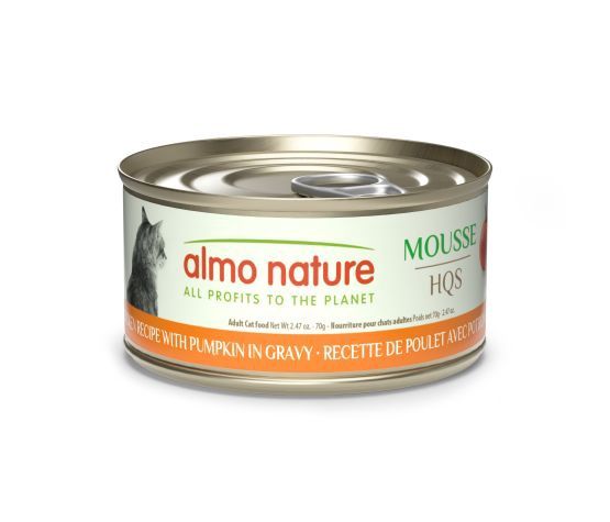 Almo Nature / Chat / Hqs Natural - Mousse _70g, saveur: Poulet Avec Potiron En Sauce