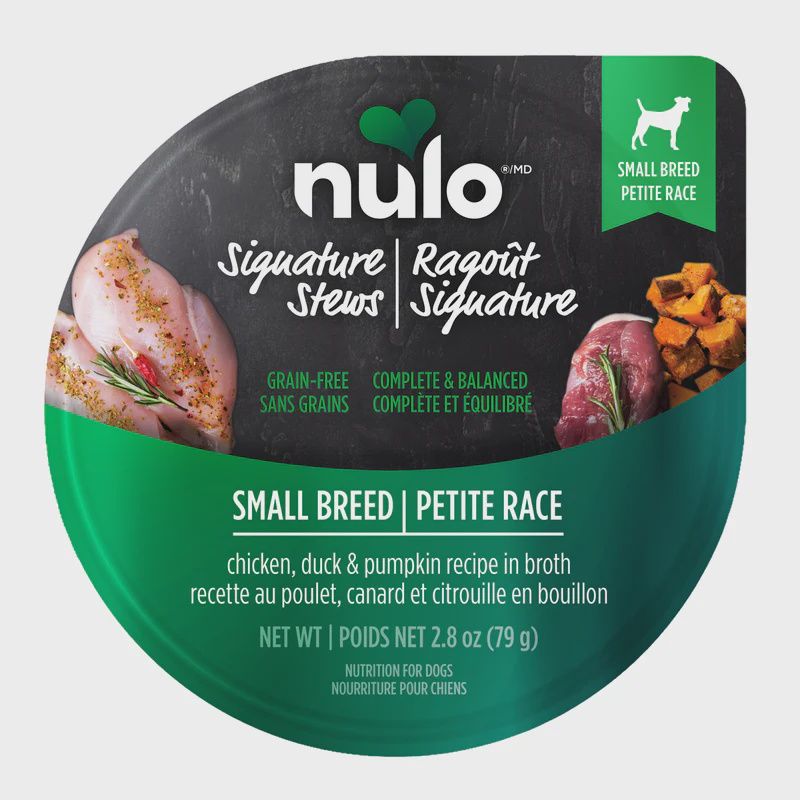 Nulo / Chien / Ragoût Signature / Petite race / poulet, canard et citrouille en bouillon _ 2.8 oz