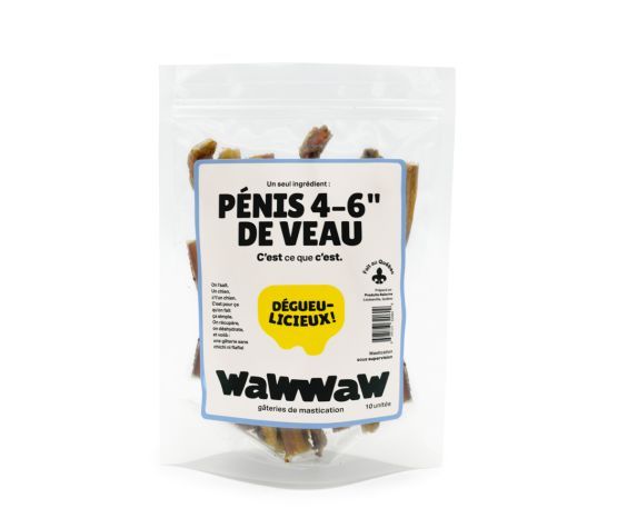 Wawwaw / Chien / Pénis De Veau Pour Chien, 4-6", En Sac De 10 Unités
