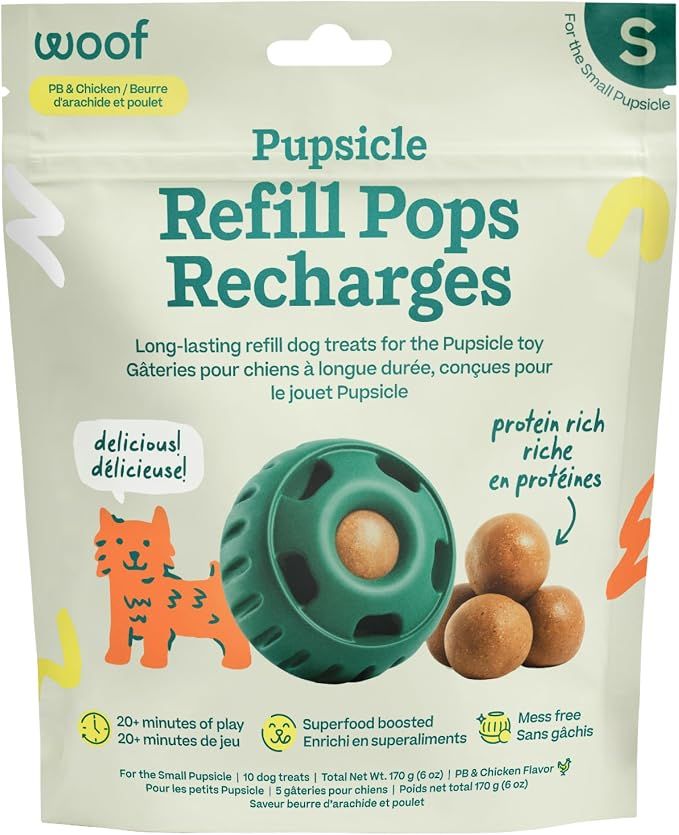 Woof Pet / Recharges Pupsicle _ beurre d’arachide/poulet, Format: Small (10 unités)