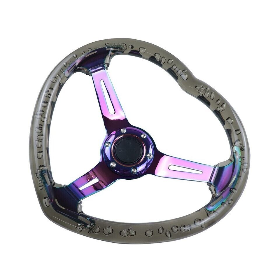 6-Hole Vip Heart Black Crystal Bubble Neo Spoke Steering Wheel