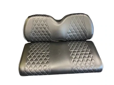 Black with Silver Stitch Diamond Stitched Seat Covers (staples required)