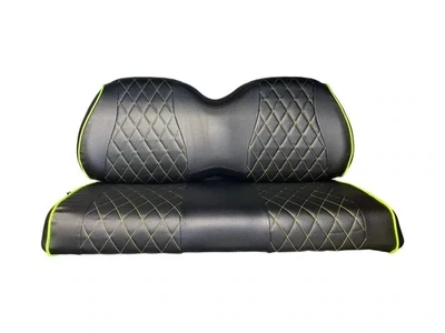 Black with Green Stitch Diamond Stitched Seat Covers (staples required)