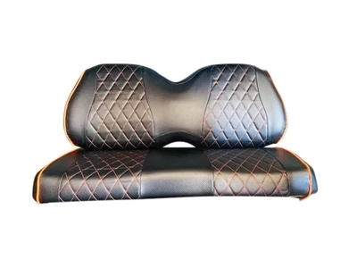 Black with Orange Stitch Diamond Stitched Seat Covers (staples required)