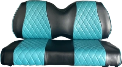 Black with Teal Diamond Stitched Seat Covers (staples required)