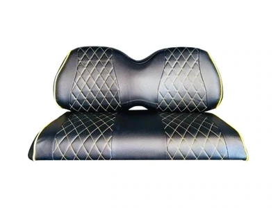 Black with Yellow Stitch Diamond Stitched Seat Covers (staples required)