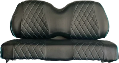 Black with Teal Stitch Diamond Stitched Seat Covers (staples required)