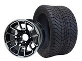 SGC 12″ Lizard Machined/Black Wheel – Aluminum Alloy / STEELENG 215/40-12 Low Profile Tire DOT Approved