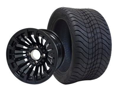 SGC 12″ Matador Glossy Black Wheel – Aluminum Alloy / STEELENG 215/40-12 Low Profile Tire DOT Approved