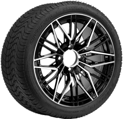 SGC 14″ Hornet Machined Black Wheel / STEELENG 205/30-14 Low Profile Tire DOT Approved