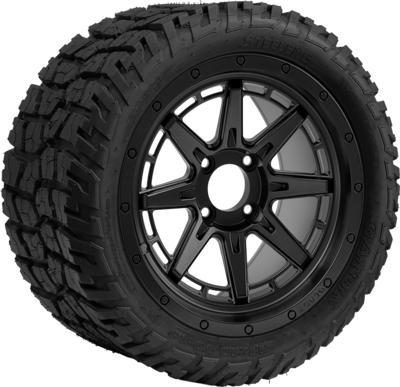 SGC 14″ Wolverine Matte Black Wheel – Aluminum Alloy / STEELENG 22″x10.5″-14″ GATOR All Terrain DOT Approved