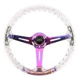 UNIVERSAL 350MM DEEP DISH MUGEN CLEAR CRYSTAL BUBBLE NEO SPOKE STEERING WHEEL