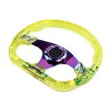 6-Holes 330mm Deep Dish Yellow Crystal Bubble Neo Chrome Spoke Steering Wheel