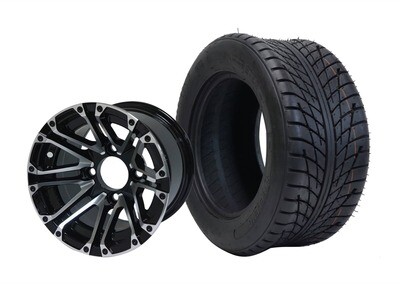 SGC 10″ Lancer Machined/Black Wheel – Aluminum Alloy / STEELENG 205/50-10 Low Profile Tire DOT Approved