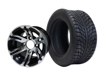 SGC 10″ Bulldog Machined/Black Wheel – Aluminum Alloy / STEELENG 205/50-10 Low Profile Tire DOT Approved