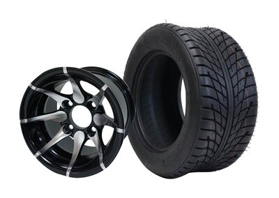 SGC 10″ Kraken Machined/Black Wheel – Aluminum Alloy / STEELENG 205/50-10 Low Profile Tire DOT Approved