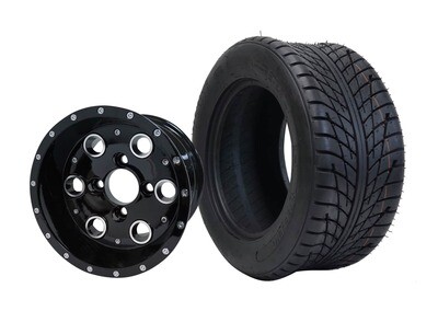 SGC 10″ Pioneer Glossy Black Wheel – Aluminum Alloy / STEELENG 205/50-10 Low Profile Tire DOT Approved