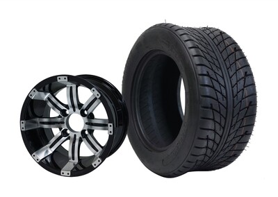 SGC 10″ Tempest Machined/Black Wheel – Aluminum Alloy / STEELENG 205/50-10 Low Profile Tire DOT Approved