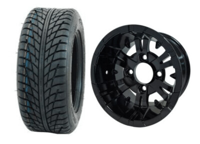 SGC 10″ Vampire Glossy Black Wheel – Aluminum Alloy / STEELENG 205/50-10 Low Profile Tire DOT Approved