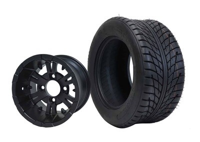 SGC 10″ Vampire Matte Black Wheel – Aluminum Alloy / STEELENG 205/50-10 Low Profile Tire DOT Approved