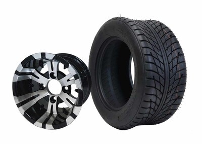 SGC 10″ Vampire Machined/Black Wheels / STEELENG 205/50-10 Low Profile Tires DOT Approved