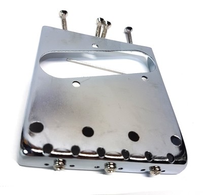 Chrome Tele "Vintage Style" Bridge 3 Brass Saddles