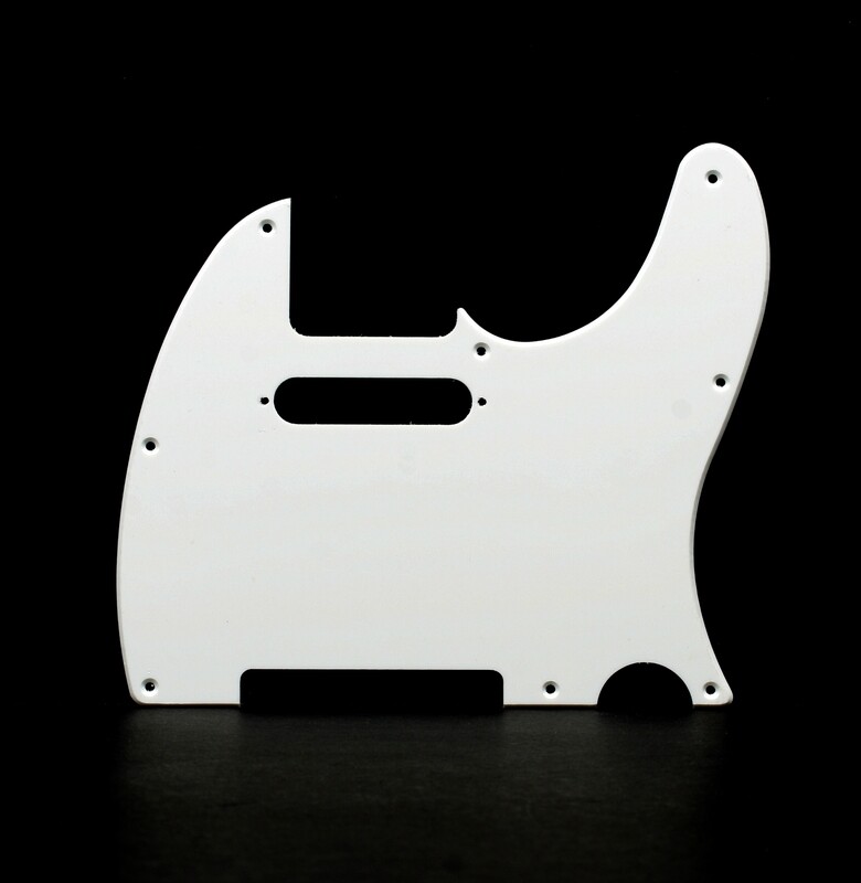 Brio 8 Hole Guitar Tele® Pickguard RH 
1 Ply White