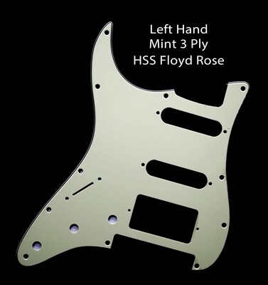 LEFT HAND Brio HSS FLOYD ROSE PICKGUARD for Fender Strat Mint 3 Ply