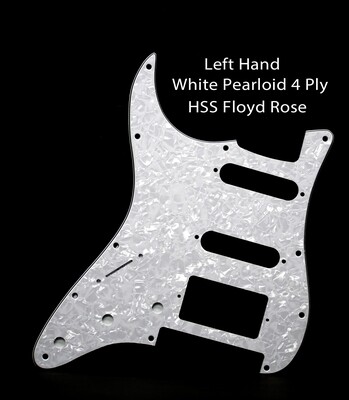 LEFT HAND Brio HSS FLOYD ROSE PICKGUARD for Fender Strat White Pearloid 4 PLy