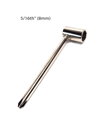 Brio 5/16" Box Truss Rod Wrench, With Phillips Head Screwdriver on End. Socket length .375" Silver Fits Gibson Les Paul , SG, E335